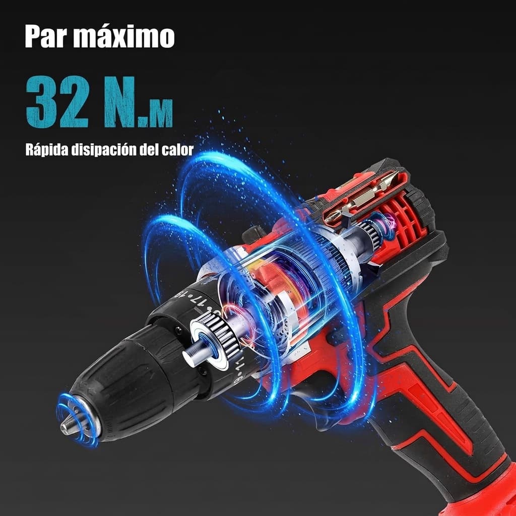 Interior del motor de 21 V con disipación de calor